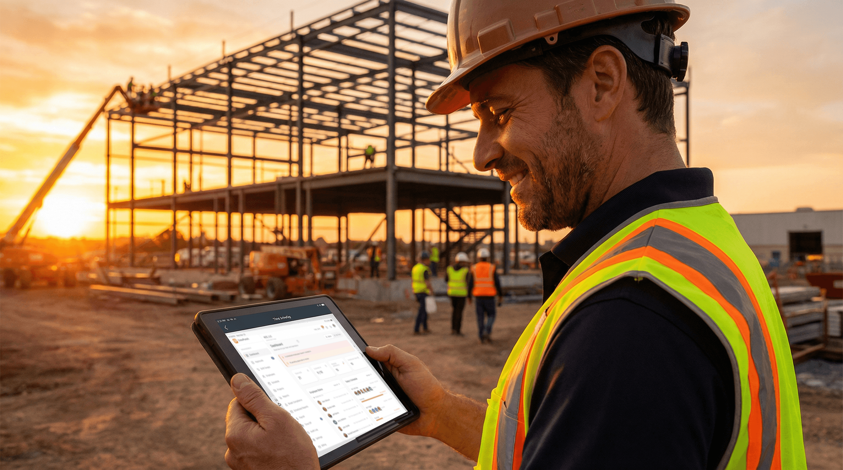Construction team using CrewPunch time tracking app